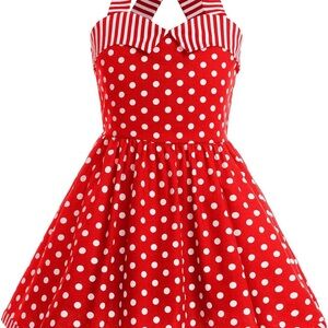 Red Polka Dot Halter Dress girls size 6